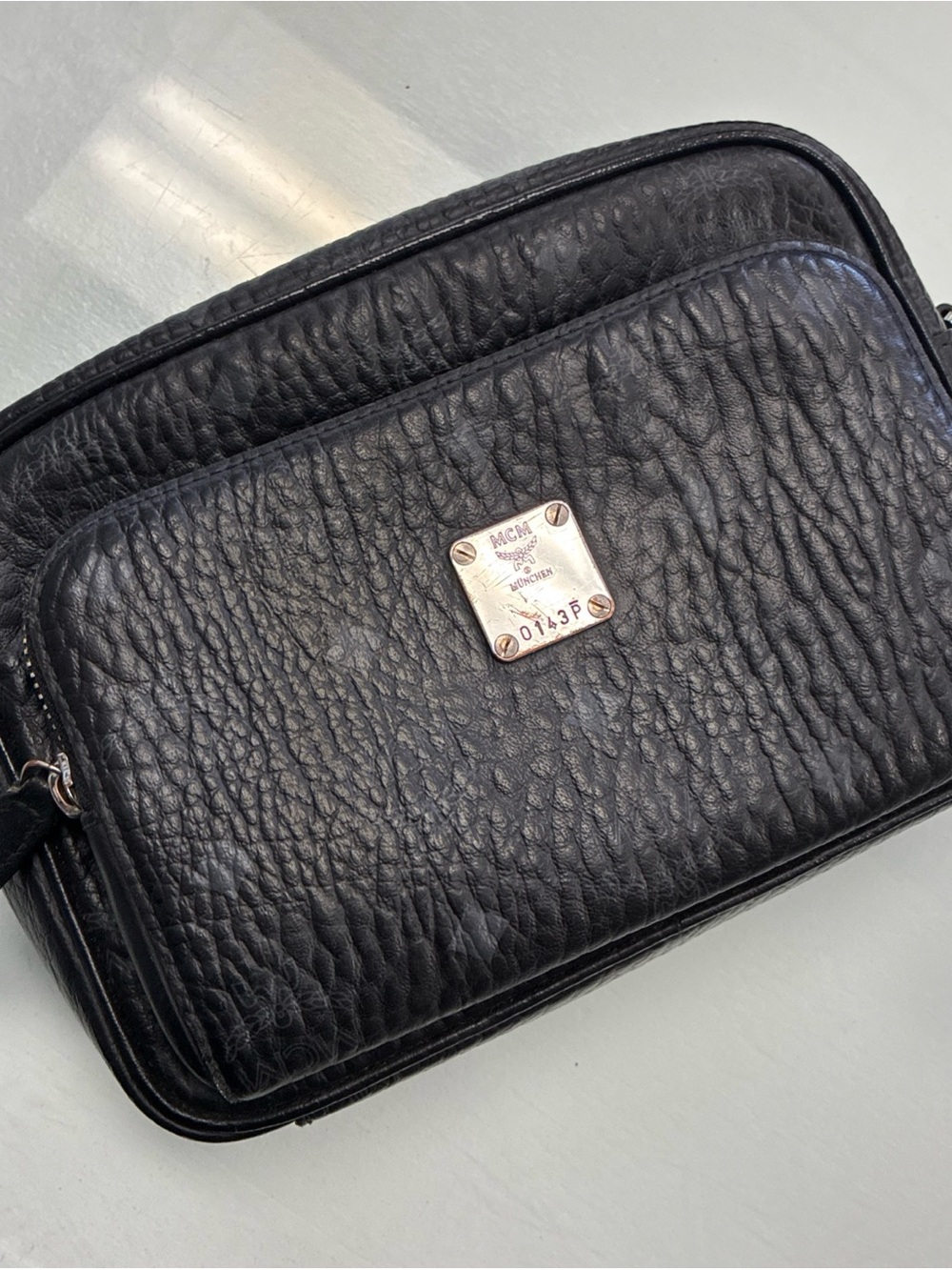 MCM Aren Crossbody Bag Small - Visetos BLK Pre Owned Used Rare No Shoulder Chain